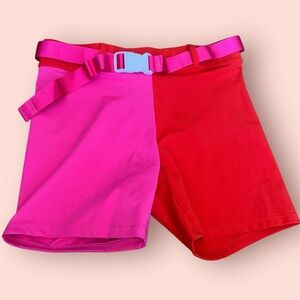 STAUD Pink and Red Athletic Shorts